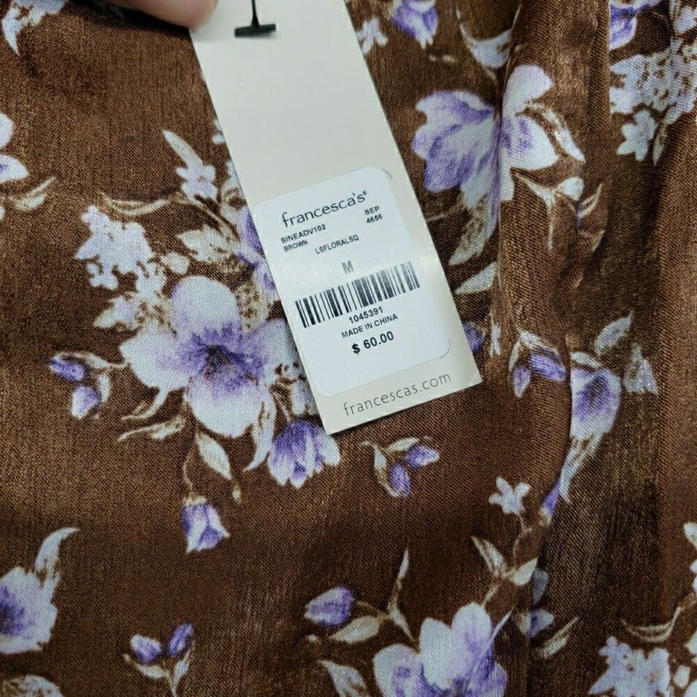 Mi Ami Francescas Long Sleeve Maxi Dress Slit Brown Purple Floral New With Tags - Picture 6 of 9
